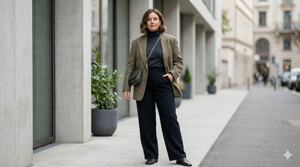 vintage oversized blazer outfits for pear shaped bodies